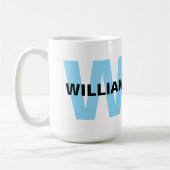 Citaat met moderne monogram initiaal & naam koffiemok (Links)