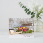 Citaat met muziek en bloemen feestdagenkaart (Staand voorkant)