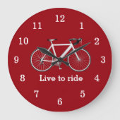 Citaat met witte fiets op rood grote klok (Voorkant)
