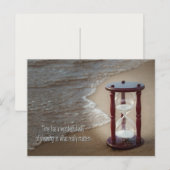 Citaat met zandtijdopnemer op strand feestdagenkaart (Voorkant / Achterkant)