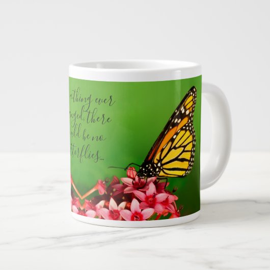 Citaat:  Monarch Butterfly Floral Fotografie Grote Koffiekop (Voorkant rechts)