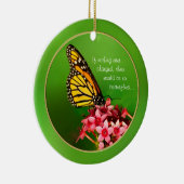 Citaat:  Monarch Butterfly Floral Fotografie Keramisch Ornament (Rechts)