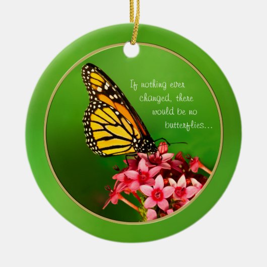 Citaat:  Monarch Butterfly Floral Fotografie Keramisch Ornament (Voorkant)