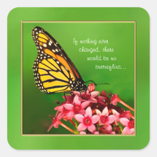 Citaat:  Monarch Butterfly Floral Fotografie Vierkante Sticker