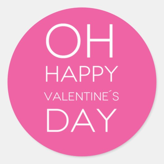 Citaat: OH Happy Valentine's Day Ronde Sticker (Voorkant)
