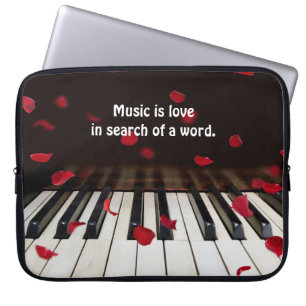 Citaat op Piano Keys met Roos Petals Laptop Sleeve