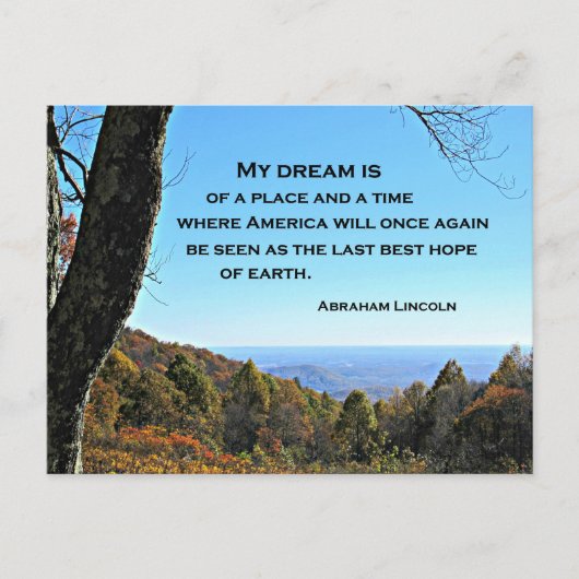 Citaat over Amerika van Abraham Lincoln Briefkaart (Voorkant)