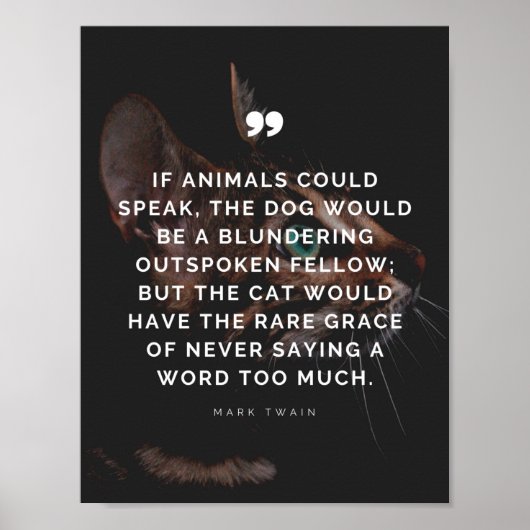 Citaat over de gracie van katten van Mark Twain Poster (Voorkant)