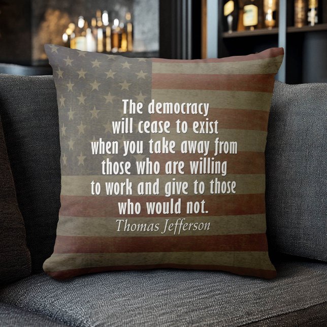 Citaat over democratie, socialisme en belastingen kussen (Patriotic Pillow)