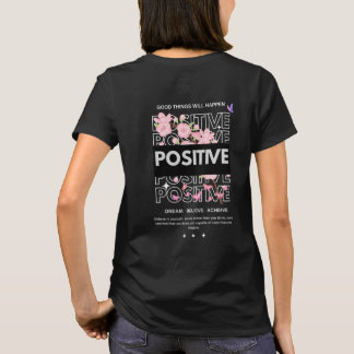 Citaat over positieve mentaliteit met kersenbloese t-shirt