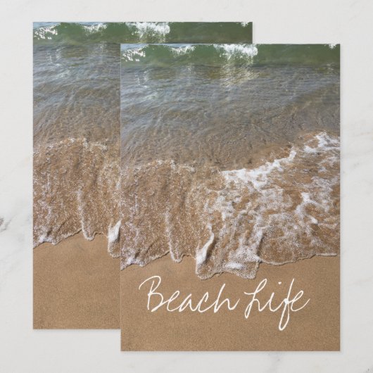 Citaat over strandleven golven oceaan zandig water feestdagenkaart (Voorkant / Achterkant)