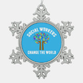 Citaat sociaal werk tin sneeuwvlok ornament (Voorkant)
