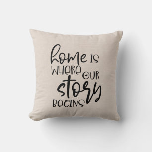 Citaat uit Faux linen home Kussen