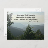 Citaat van Abraham LIncoln: Je kunt niet bouwen Briefkaart (Voorkant / Achterkant)