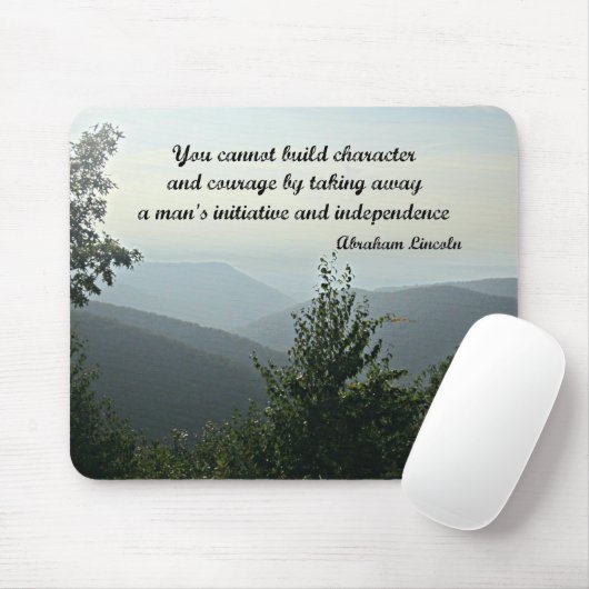 Citaat van Abraham LIncoln: Je kunt niet bouwen Muismat (Met muis)