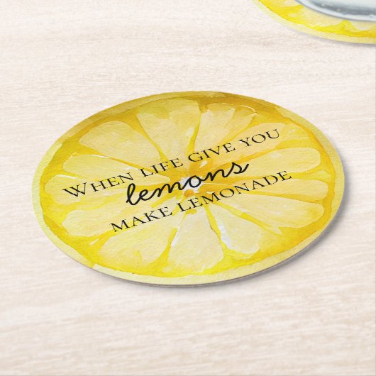 Citaat van citroen ronde kartonnen onderzetter (Gebogen)