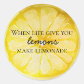 Citaat van citroen ronde sticker (Voorkant)