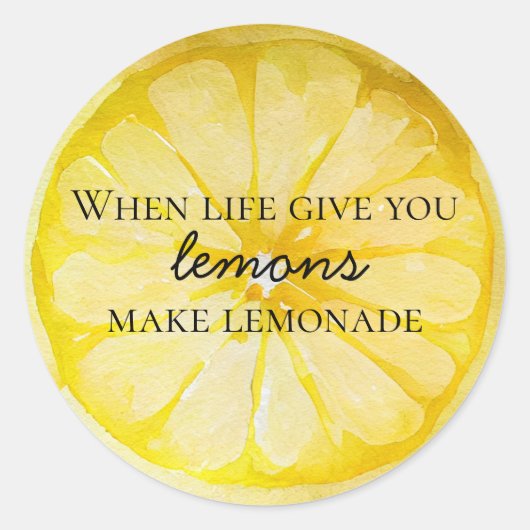 Citaat van citroen ronde sticker (Voorkant)