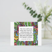 citaat van de vegetarische Leonardo Da Vinci Briefkaart (Staand voorkant)