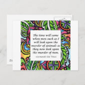 citaat van de vegetarische Leonardo Da Vinci Briefkaart (Voorkant / Achterkant)