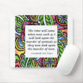 citaat van de vegetarische Leonardo Da Vinci Muismat (Met muis)