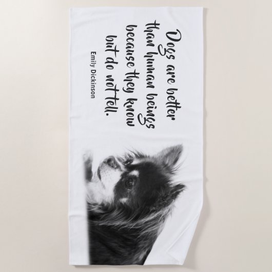  citaat van Dog en Emily Dickinson Strandlaken (Voorkant)