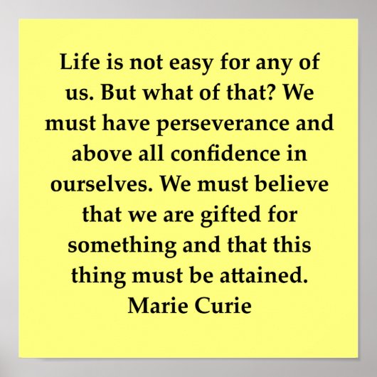 citaat van madam marie curie poster (Voorkant)