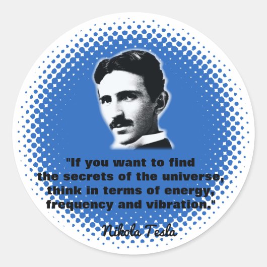 Citaat van Nikola Tesla T-Shirt Ronde Sticker (Voorkant)