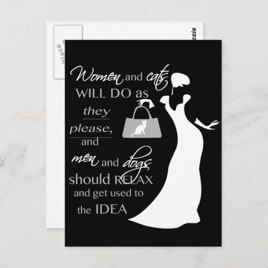 Citaat van vrouwen en katten briefkaart (Voorkant / Achterkant)