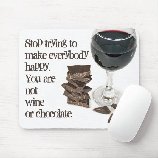 Citaat van wijn en chocolade muismat (Met muis)