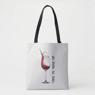 citaat van wijnglas tote bag