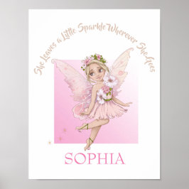 Citaat voor de kinderkamer Cute Fairy Roze Glitter Poster