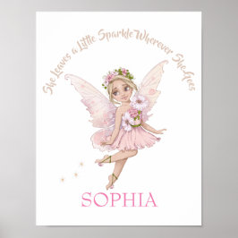 Citaat voor de kinderkamer Roze Cute Fee Glitter P Poster