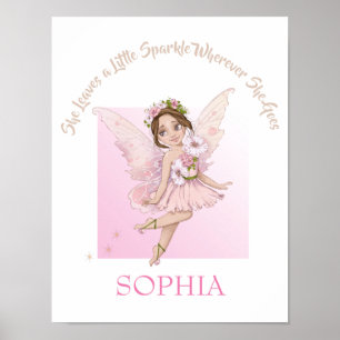 Citaat voor kinderkamer Cute Roze Fee Glans Donker Poster