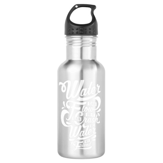 Citaat - Wees water - donker Waterfles (Voorkant)
