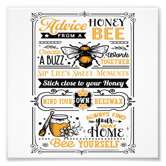 Citaatadvies van een honingbij foto afdruk (Voorkant)