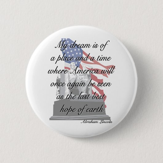 Citaatknop Abraham Lincoln Ronde Button 5,7 Cm (Voorkant)