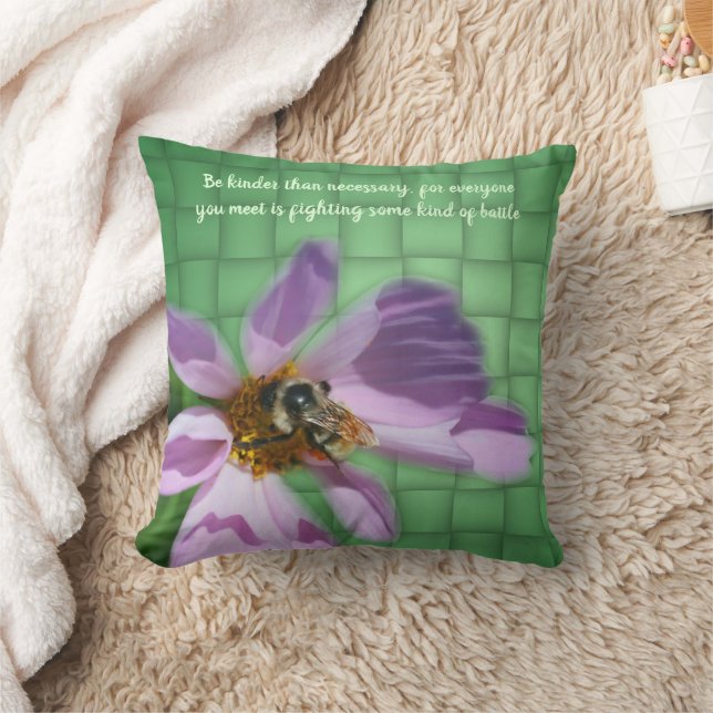 Citatemuurbij op bloem Inspirerend  Kussen (Deken)