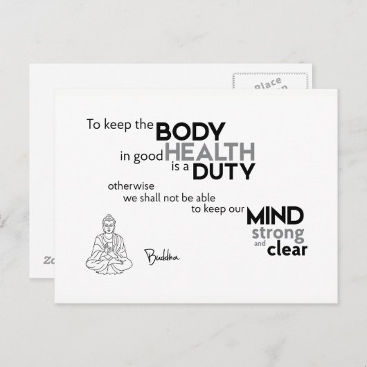 Citaten: Boeddha: Lichaam in goede gezondheid Briefkaart (Voorkant / Achterkant)