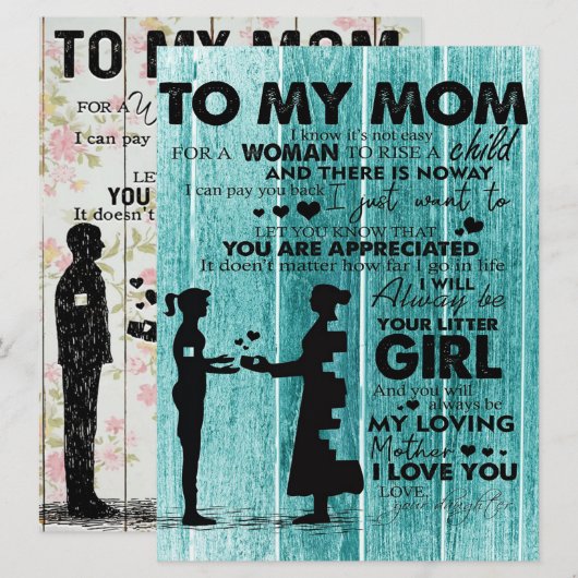 Citaten naar mijn moeder | Gift for Moeder Menu (Voorkant / Achterkant)