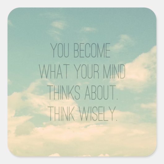 Citaten over de geest, Sky en Clouds,  Vierkante Sticker (Voorkant)