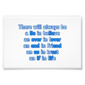 citaten over liefde , leven en vriendschap foto afdruk (Voorkant)