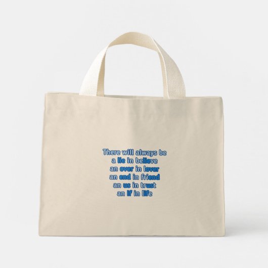 citaten over liefde , leven en vriendschap mini tote bag (Achterkant)