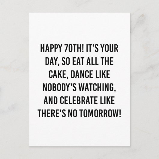 Citaten voor 70e verjaardag briefkaart (Voorkant)