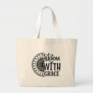 Cite bloem genade woordkunst tuinieren grote tote bag