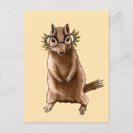 Cite Chipmunk Hippie Glasses Briefkaart (Voorkant)