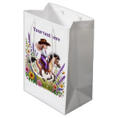 Cite cowgirl aanpasbaar verjaardagsfeestje medium cadeauzakje (Achterkant Gekanteld)