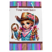 Cite cowgirl aanpasbaar verjaardagsfeestje medium cadeauzakje (Voorkant)