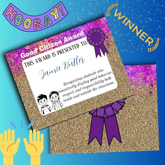 Citizen Awards College School Certificate Teacher (good citizen)