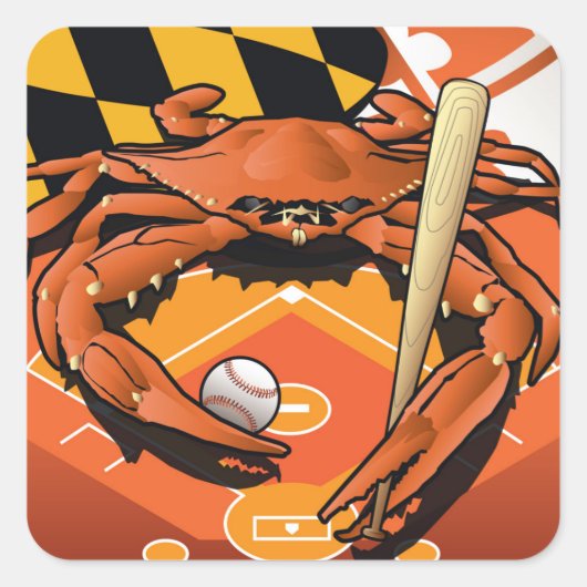 Citizen Crab Oriole, honkbal vieren Vierkante Sticker (Voorkant)